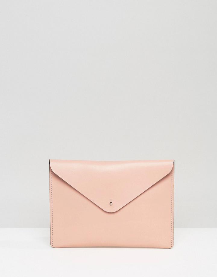 Leather Satchel Company Clutch Bag In Rose Cloud - Pink