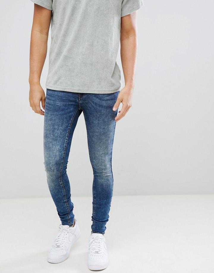Blend Flurry Distressed Muscle Fit Jeans In Authentic Wash-blue