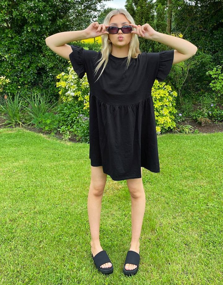New Look Easy Jersey Smock Dress In Black-green