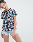 Asos Design T-shirt In Tropical Print - Multi