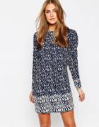 Warehouse Long Sleeve Printed Shift Dress - Multi