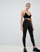 Fashionkilla High Waist Cropped Leggings In Black And Gold Metallic