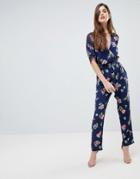 Uttam Boutique Peacock Print Jumpsuit - Navy