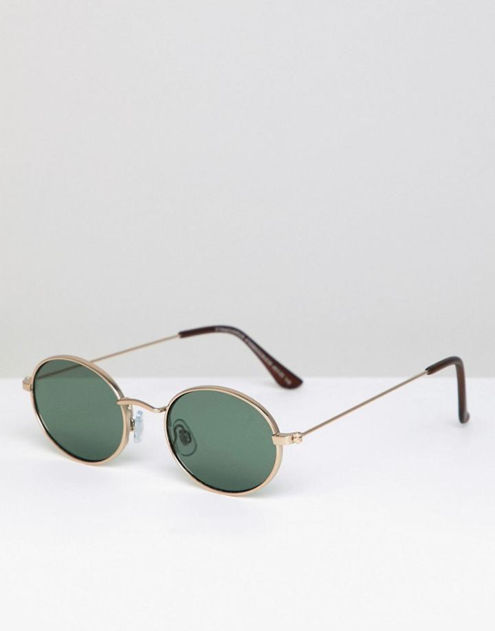 Stradivarius Oval Sunglasses In Black - Black