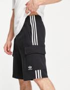 Adidas Originals Adicolor Three Stripe Cargo Shorts In Black
