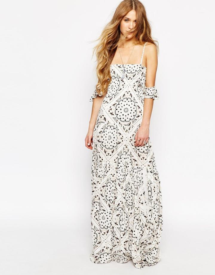 Jen's Pirate Booty Slipper Maxi Dress In Bandana Angel Print - Antique White