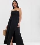 Asos Design Curve Broderie Top Bandeau Maxi Dress - Black
