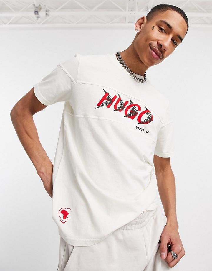 Hugo X Liam Payne Dappal Chest Logo T-shirt In Cream-white