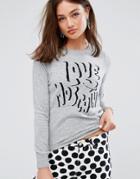 Love Moschino Bubble Font Cashmere Wool Mix Sweater - Gray