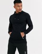 Asos Design Muscle Hoodie In Black With Gold Zip Pockets