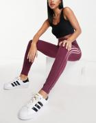 Adidas Originals Leggings In Crimson With Gold Logo-red
