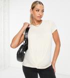 Mama. Licious Maternity T-shirt With Twist Front In Cream-white