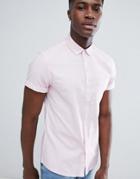 Asos Design Casual Slim Oxford Shirt In Pink - Pink