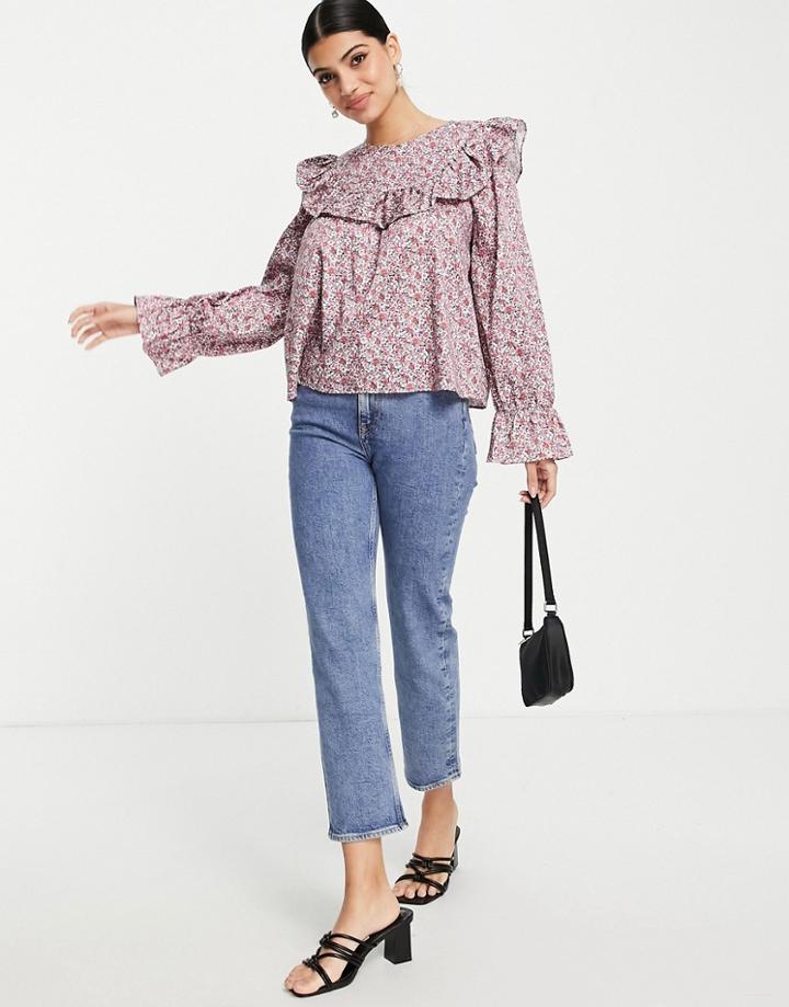& Other Stories Floral Print Blouse With Frill Detail In Multi