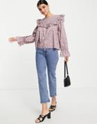 & Other Stories Floral Print Blouse With Frill Detail In Multi