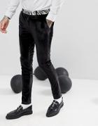 Asos Super Skinny Tuxedo Pants In Black Velvet Zebra - Black
