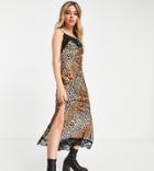 Reclaimed Vintage Inspired Midi Cami Dress With Lace Trim In Leopard Print-multi