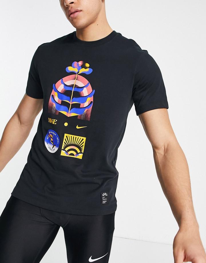 Nike Running Dri-fit A.i.r. Graphic Logo T-shirt In Black