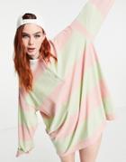 Weekday Kalani Organic Cotton Rugby Top In Green And Pink Stripe-multi