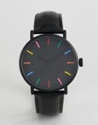 Asos Design Watch With Multicoloured Highlights In Black - Black