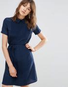 Ymc Pleated Dress With Collar - Blue