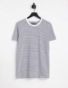 Selected Homme Organic Cotton Slim Fit T-shirt In Navy Stripe