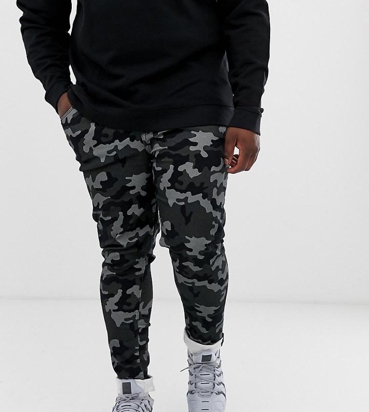 Asos Design Plus Super Skinny Jeans In Camo Print - Green