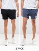 Asos Jersey Runner Shorts In Charcoal/blue Marl 2 Pack Save 15%