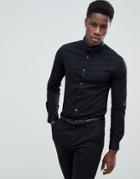 Celio Slim Smart Long Sleeve Shirt In Black - Black
