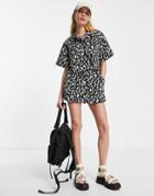 Topshop Pull On Casual Short In Animal Print - Part Of A Set-multi