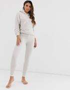 Asos Design Lounge Ribbed Velour Drop Armhole Hoodie & Legging Set-beige