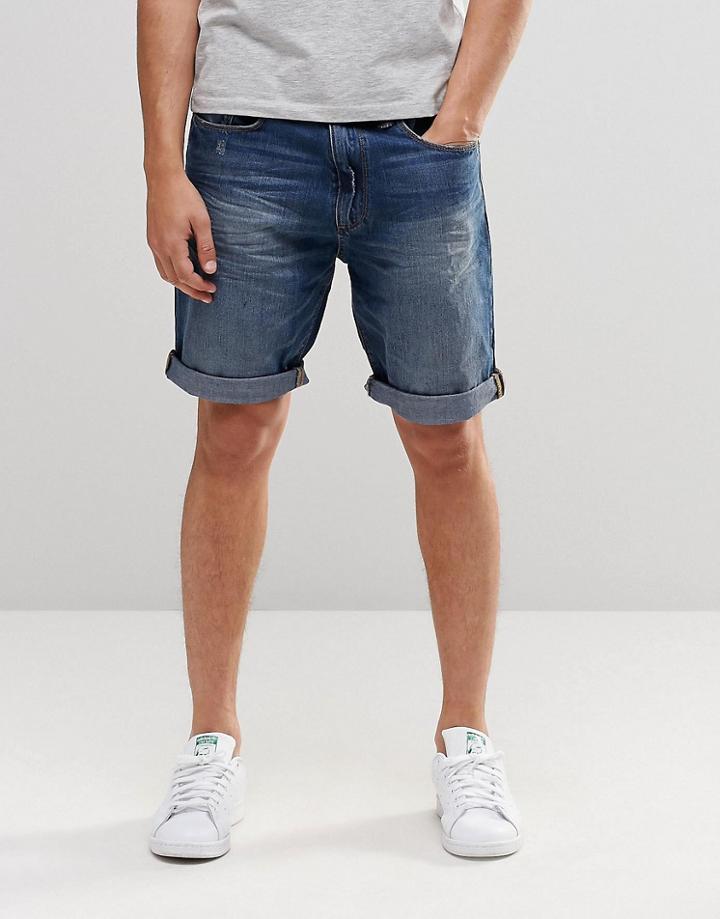 Esprit Mid Wash Denim Shorts - Blue Denim