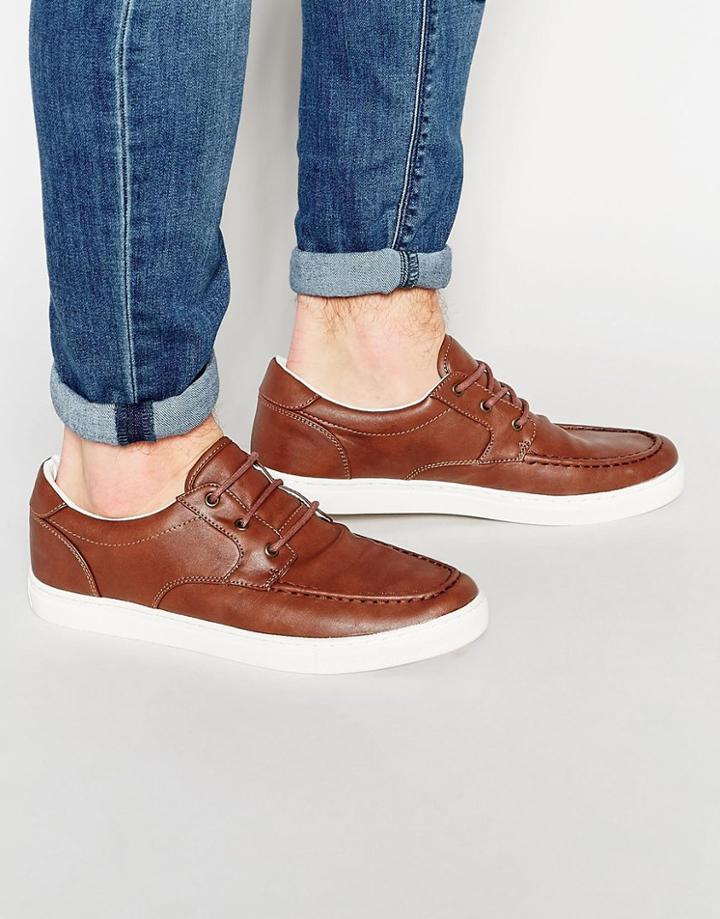 Asos Plimsolls In Tan With Chunky Sole - Tan
