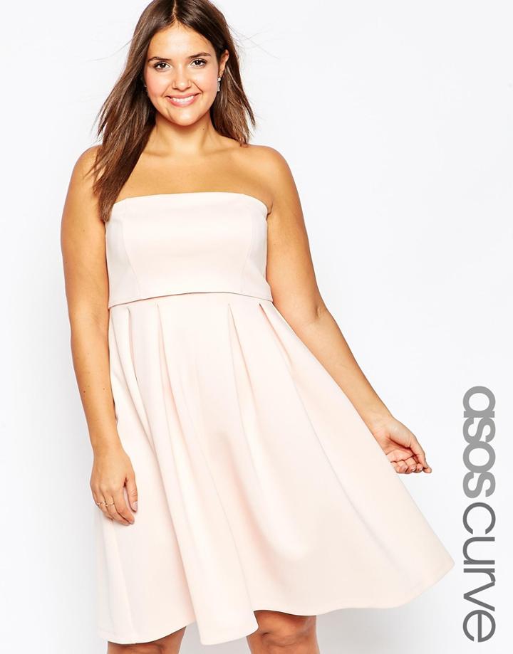 Asos Curve Crop Top Mini Bandeau Debutante Dress - Nude