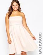 Asos Curve Crop Top Mini Bandeau Debutante Dress - Nude
