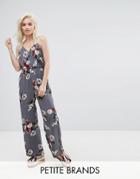New Look Petite Floral Jumpsuit - Gray