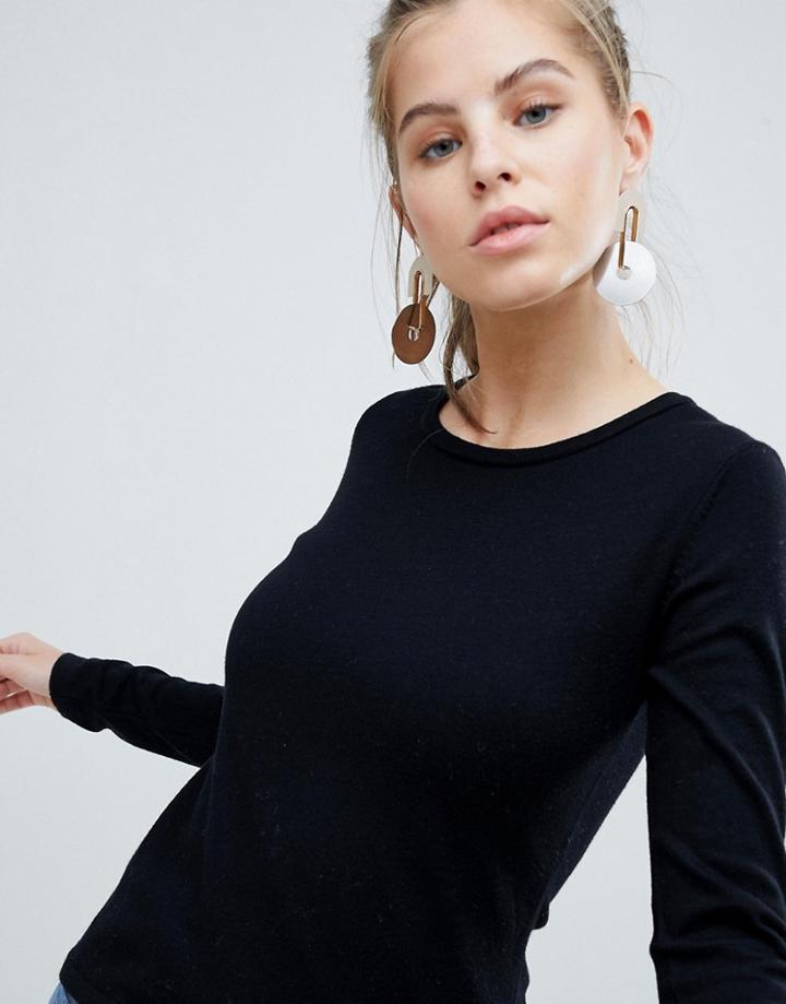 Oeuvre Wrap Hem Striped T-shirt - Black