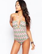 Phax Floral Print Swimsuit - Verde Menta
