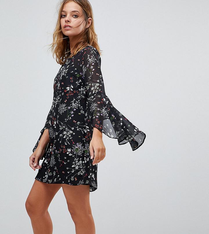 Missguided Petite Floral Swing Dress - Black