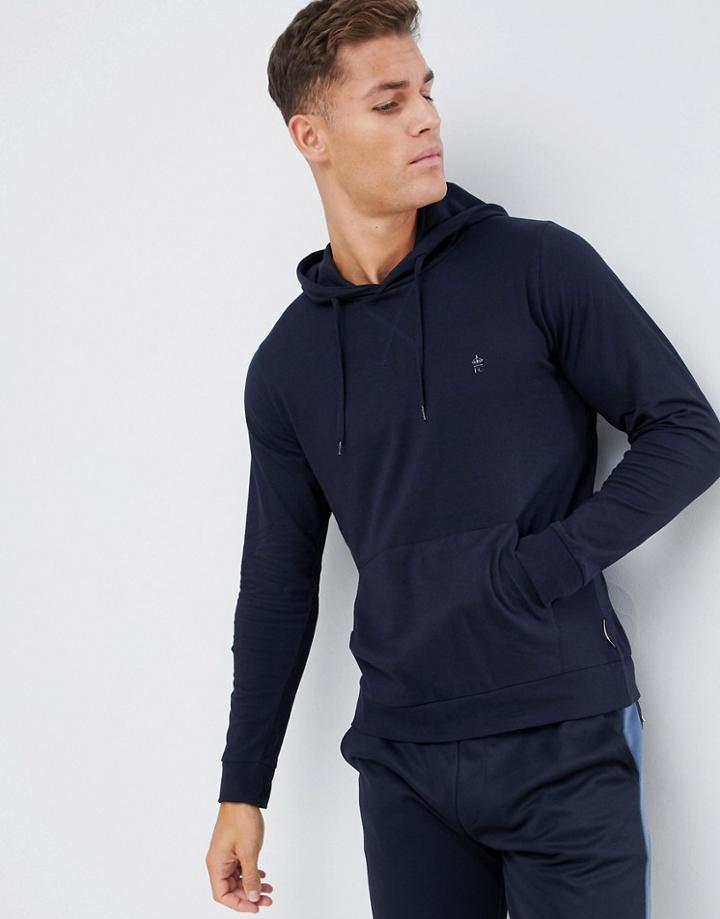 French Connection Essentials Overhead Hoodie With Logo In Navy