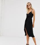 Bershka Cami Dress With Knot Front In Black - Black