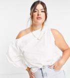 In The Style Plus Exclusive One Shoulder Cut Out Top In White