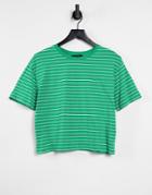 New Look Boxy T-shirt In Green Stripe