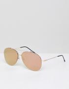 Jeepers Peepers Aviator Sunglasses In Rose Gold - Gold