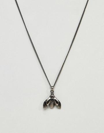 Simon Carter Beetle Pendant Necklace In Antique Silver - Silver