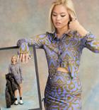 Collusion Mesh Swirl Long Sleeve Top With Collar In Blue-blues