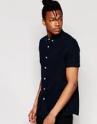 Asos Denim Shirt In Black With Short Sleeves In Regular Fit - Black