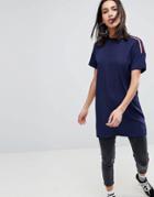 Noisy May Magic Oversized T-shirt With Sports Tape Sleeves - Navy