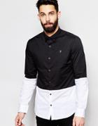 Farah Shirt With Color Block Slim Fit - Black