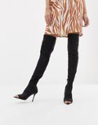 Asos Design Kimberly Peep Toe Thigh High Boots - Black